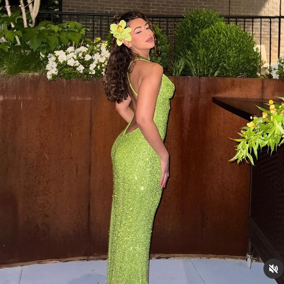 Green Rhinestone Dress - Picture 2 of 6